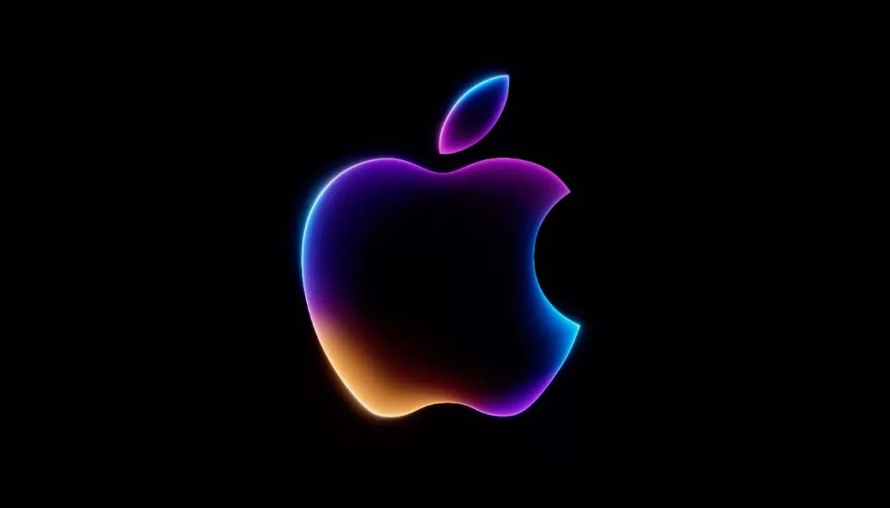 apple logo neon