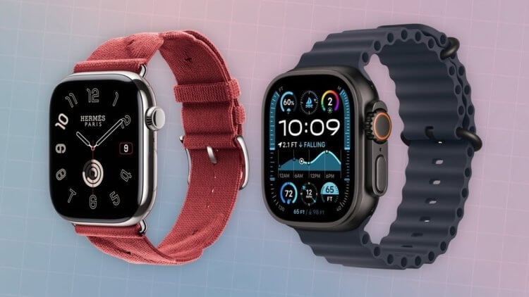 Размер часов Apple Watch. Ultra 2 по размеру больше, чем Series 10. Изображение: dzen.ru. Фото.