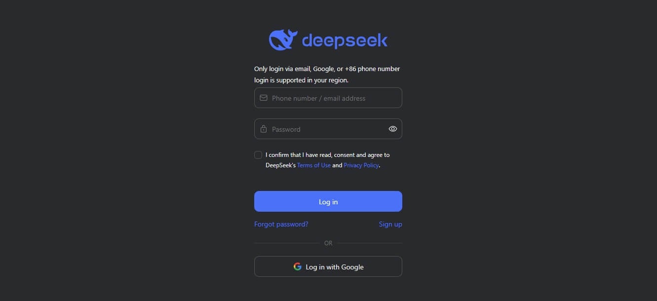 Не приходит код DeepSeek. Также в DeepSeek можно войти по номеру телефона. Фото.