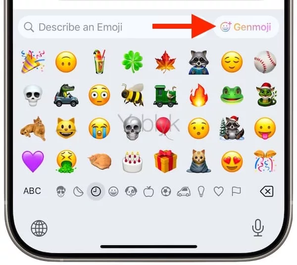 Обновленная кнопка Genmoji в iOS