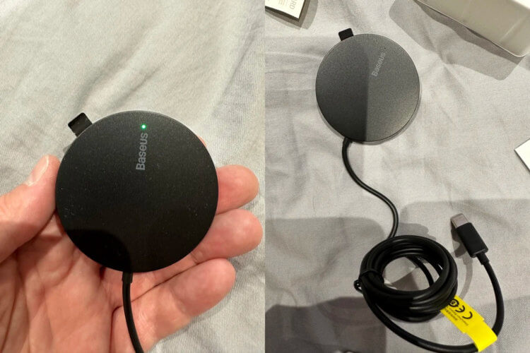 Магнитная зарядка для айфон. Отличная альтернатива MagSafe в черном цвете. Фото.