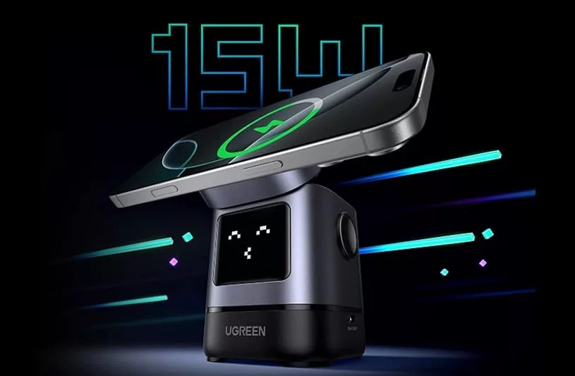 ugreen uno 2 in 1 qi2 magnetic wireless charging station 15w