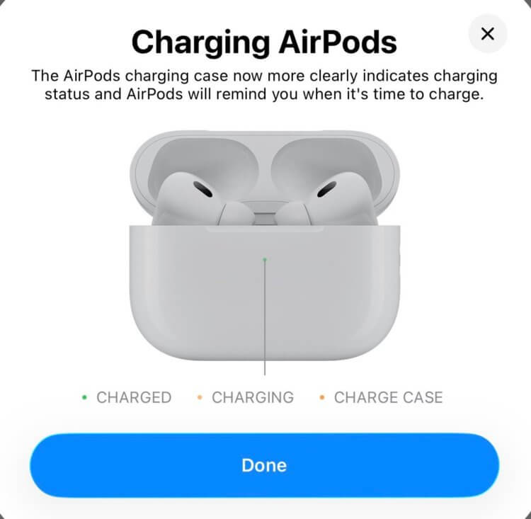 Как iOS 26 меняет зарядку AirPods: новые уведомления и цветовые индикаторы. Новое оповещение из iOS 26. Изображение: x.com. Фото.