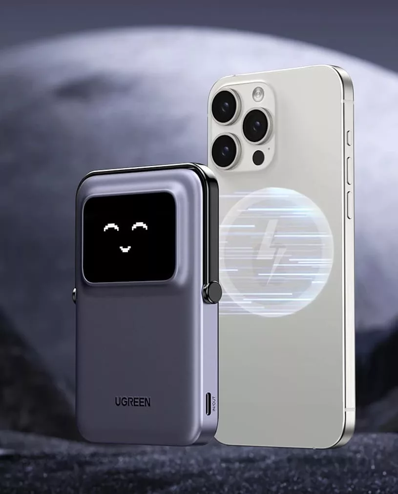 быстрый беспроводной повербанк UGREEN Uno Qi2 Magnetic Wireless Power Bank 10 000 мАч - дизайн