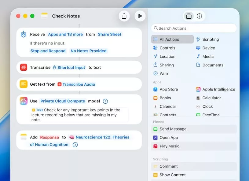 apple intelligence приложение Команды