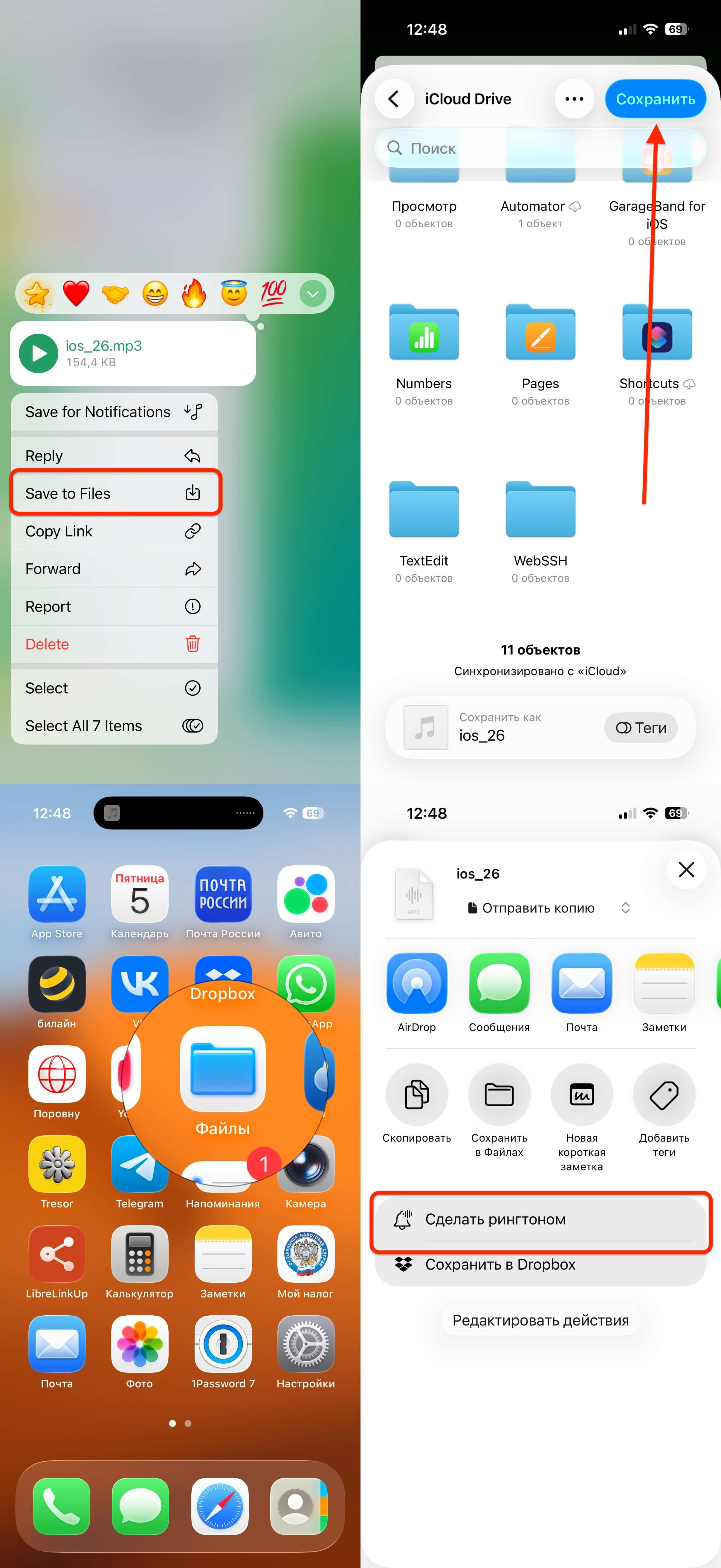 Как установить сторонний рингтон на iPhone. Все максимально просто и понятно. Почти как на андроиде. Фото.