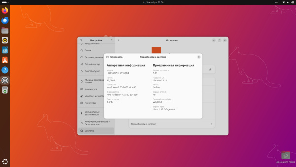 Информация о системе в Ubuntu 25.10
