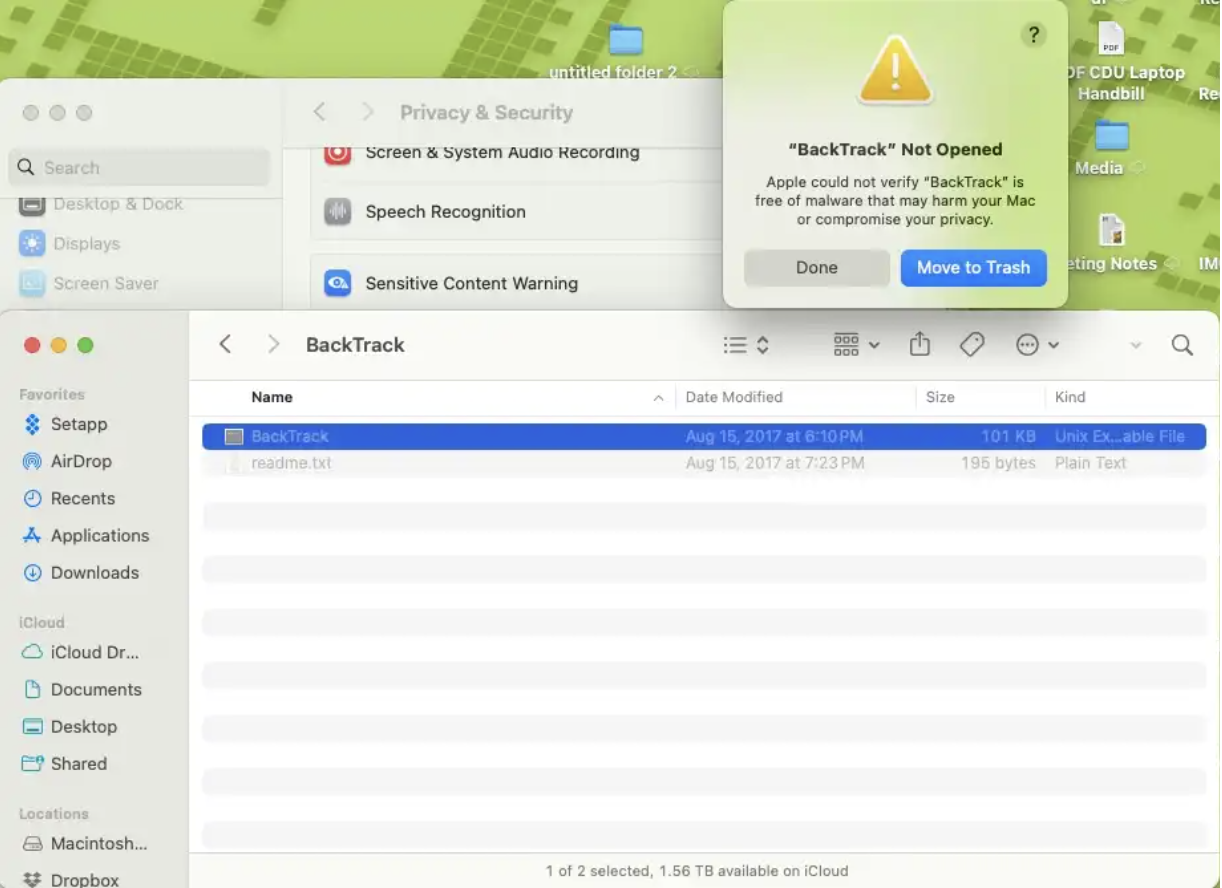 Что будет, если заразить MacBook вирусом. Некоторым вредоносным приложениям macOS вообще не даст установиться. Изображение: macworld.com. Фото.