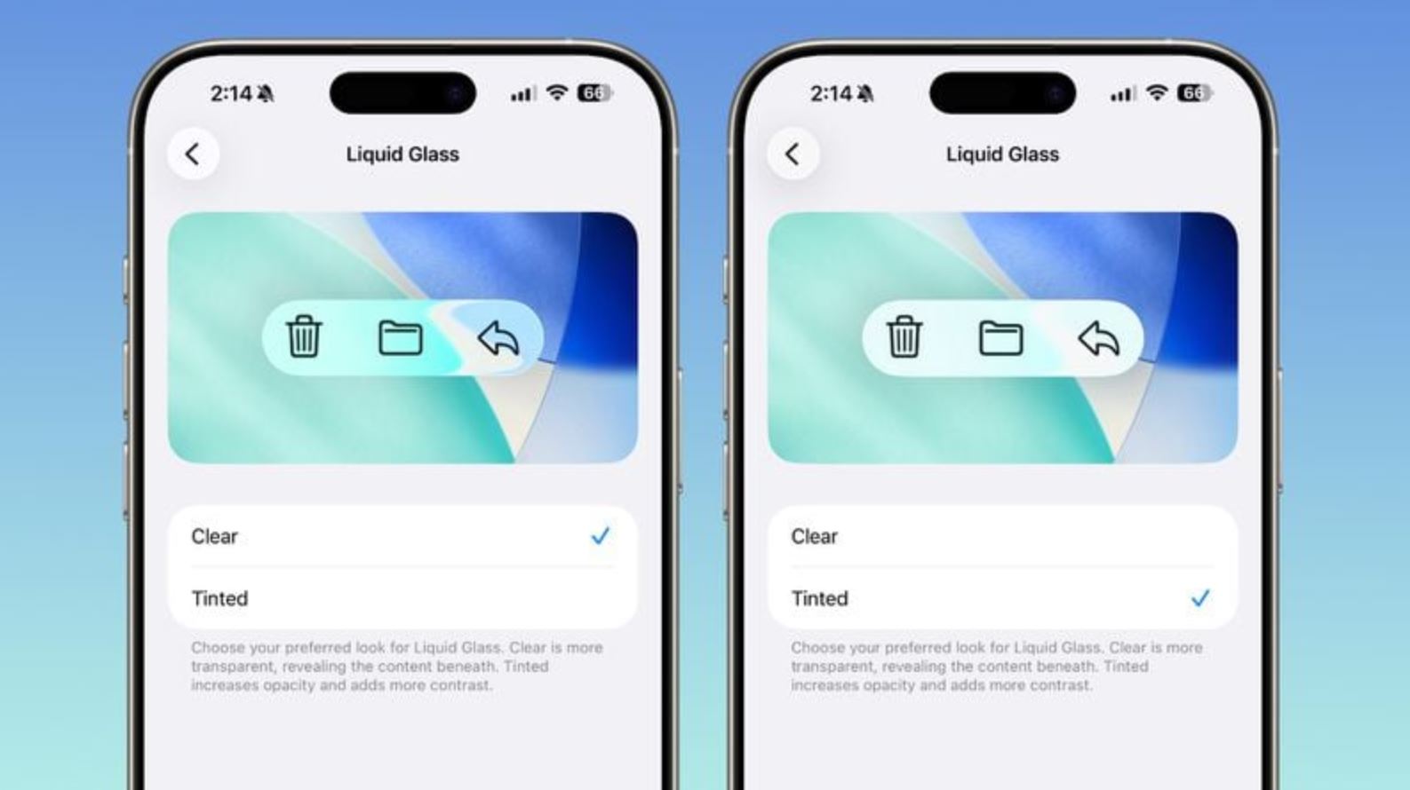 Новые функции iOS 26.1. Отключить прозрачность теперь можно простым нажатием. Фото: macrumors.com. Фото.
