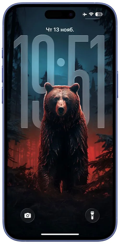 Обои для iPhone c 3D эффектом в сочетании с большими часами