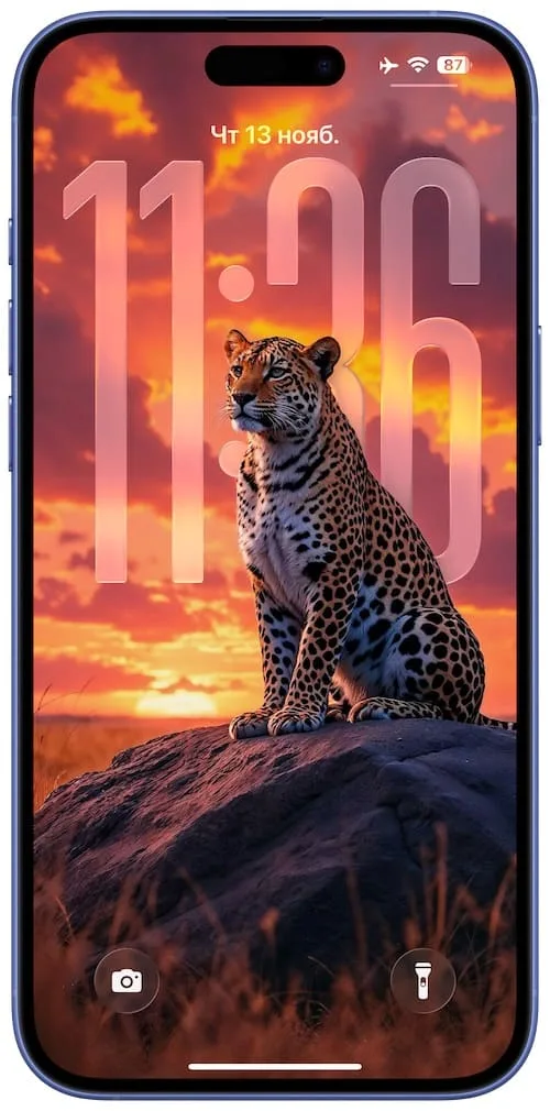 Обои для iPhone c 3D эффектом в сочетании с большими часами