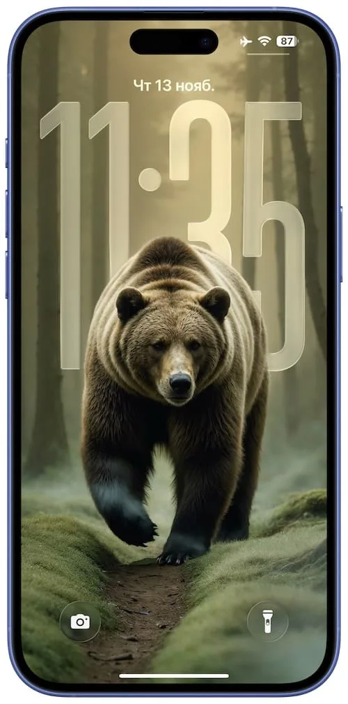 Обои для iPhone c 3D эффектом в сочетании с большими часами
