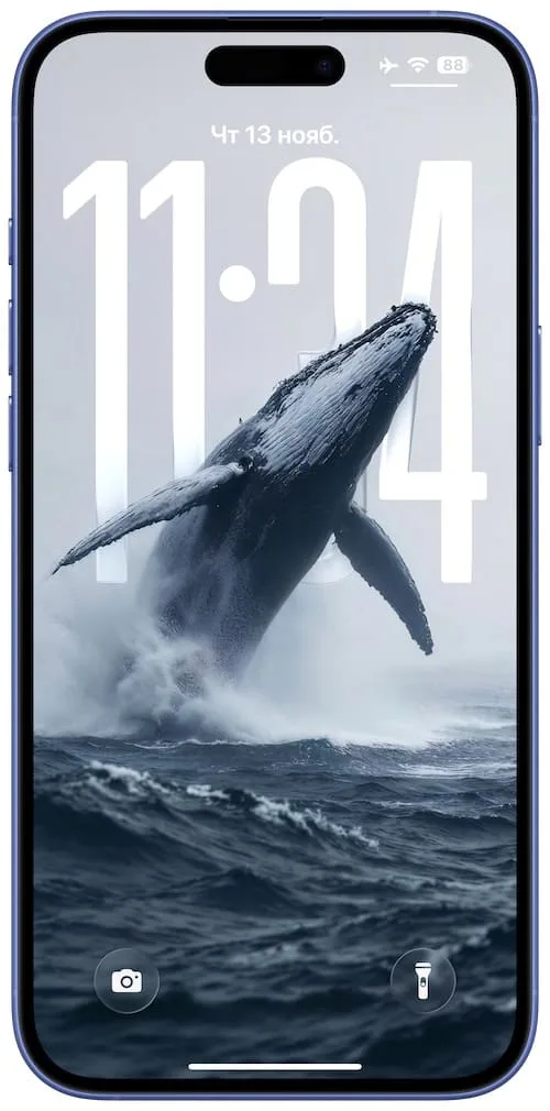 Обои для iPhone c 3D эффектом в сочетании с большими часами