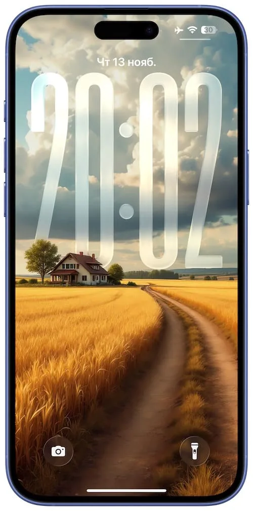 Обои для iPhone c 3D эффектом в сочетании с большими часами