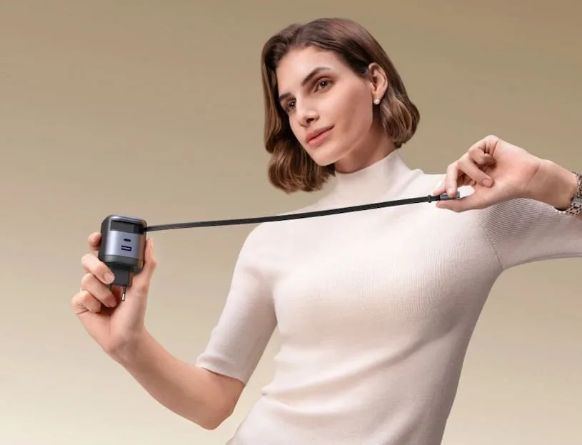 UGREEN 65 Вт GaN с выдвижным кабелем USB C (X605) - выдвижной кабель