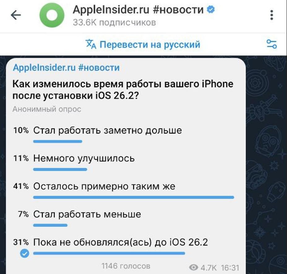 Стоит ли качать iOS 26.2 на Айфон. Наши читатели рассказали, как держат заряд их Айфоны с iOS 26.2. Фото.