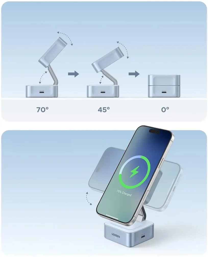 Ugreen Qi2 25W MagFlow 2-in-1: быстрая беспроводная зарядка iPhone - конструкция