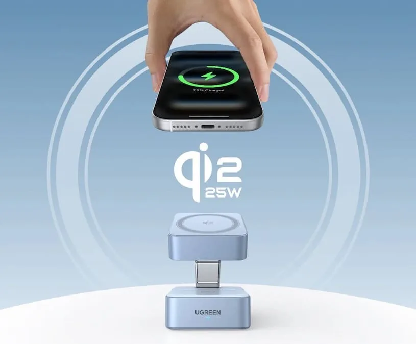 Ugreen Qi2 25W MagFlow 2-in-1: быстрая беспроводная зарядка iPhone