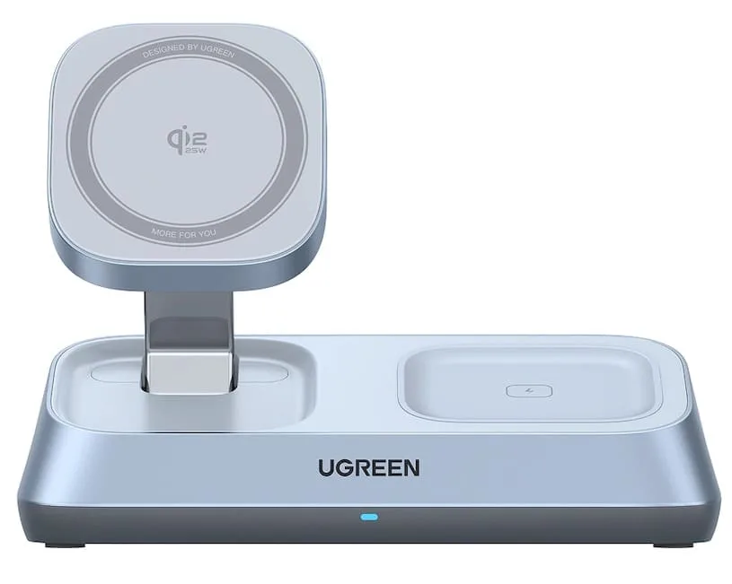 Дизайн беспроводной зарядной станции Ugreen Qi2 25 Вт MagFlow 3-in-1 (W711)