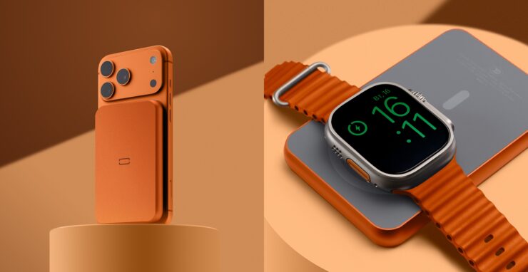 Существует ли повербанк с беспроводной зарядкой для Apple Watch. Внешний аккумулятор с возможностью зарядки и смартфона, и часов. Изображение: BORK. Фото.