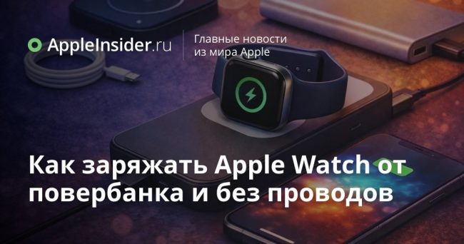 Как заряжать Apple Watch от повербанка и без проводов