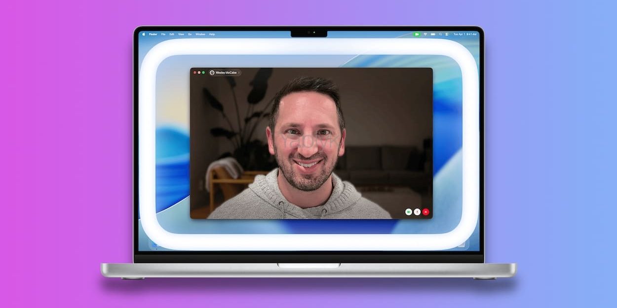 Как включить кольцевую подсветку лица на экране Mac для видеозвонков