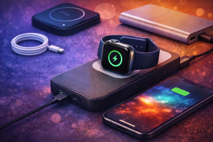 Как заряжать Apple Watch от повербанка и без проводов. Как заряжать умные часы от повербанка? Фото.