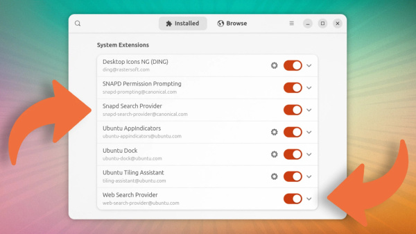 возможность отключения расширений