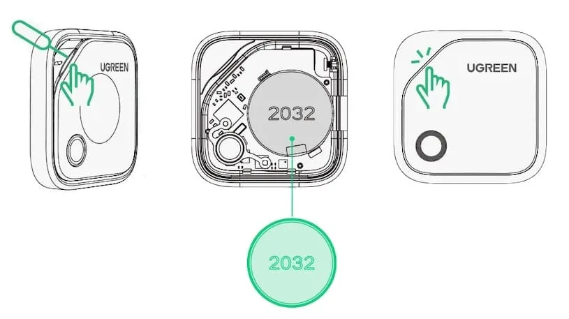 Замена батареи в UGREEN FineTrack Smart Finder (модель 45297, CM816)
