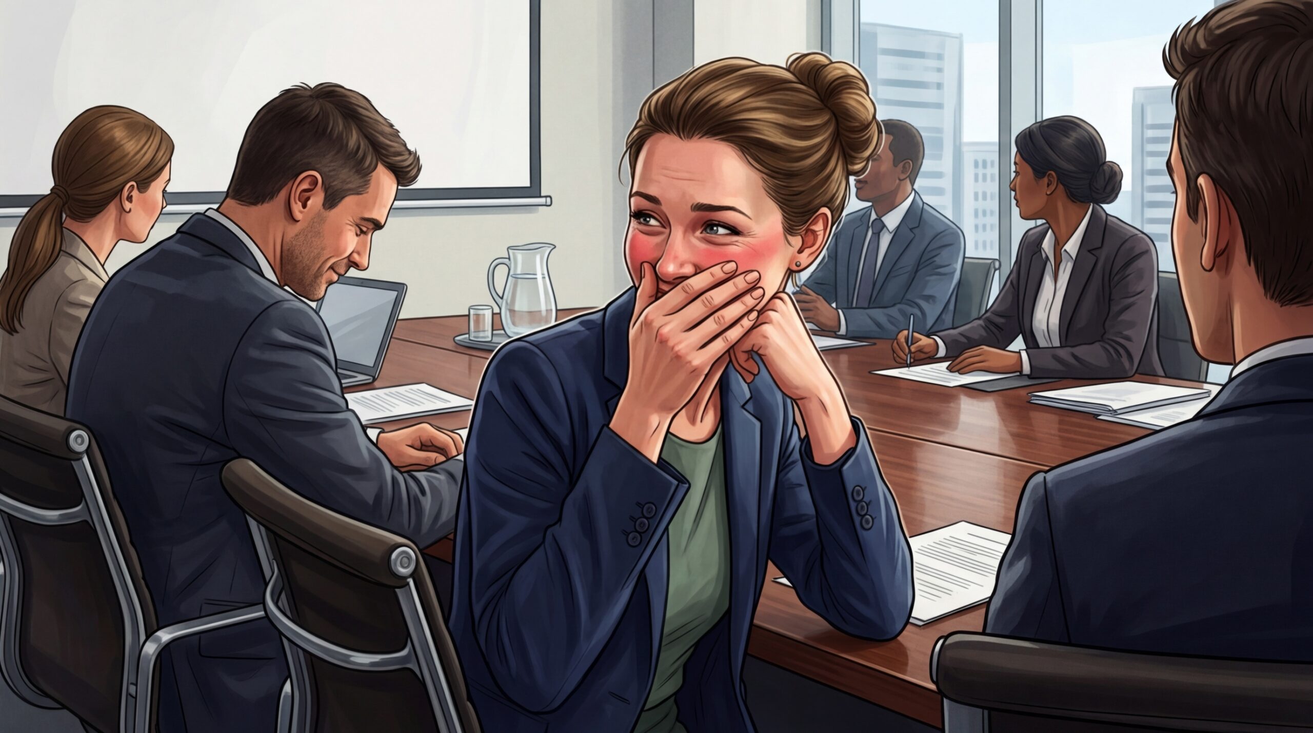 Попытка сдержать смех на серьёзном совещании — знакомая многим ситуация