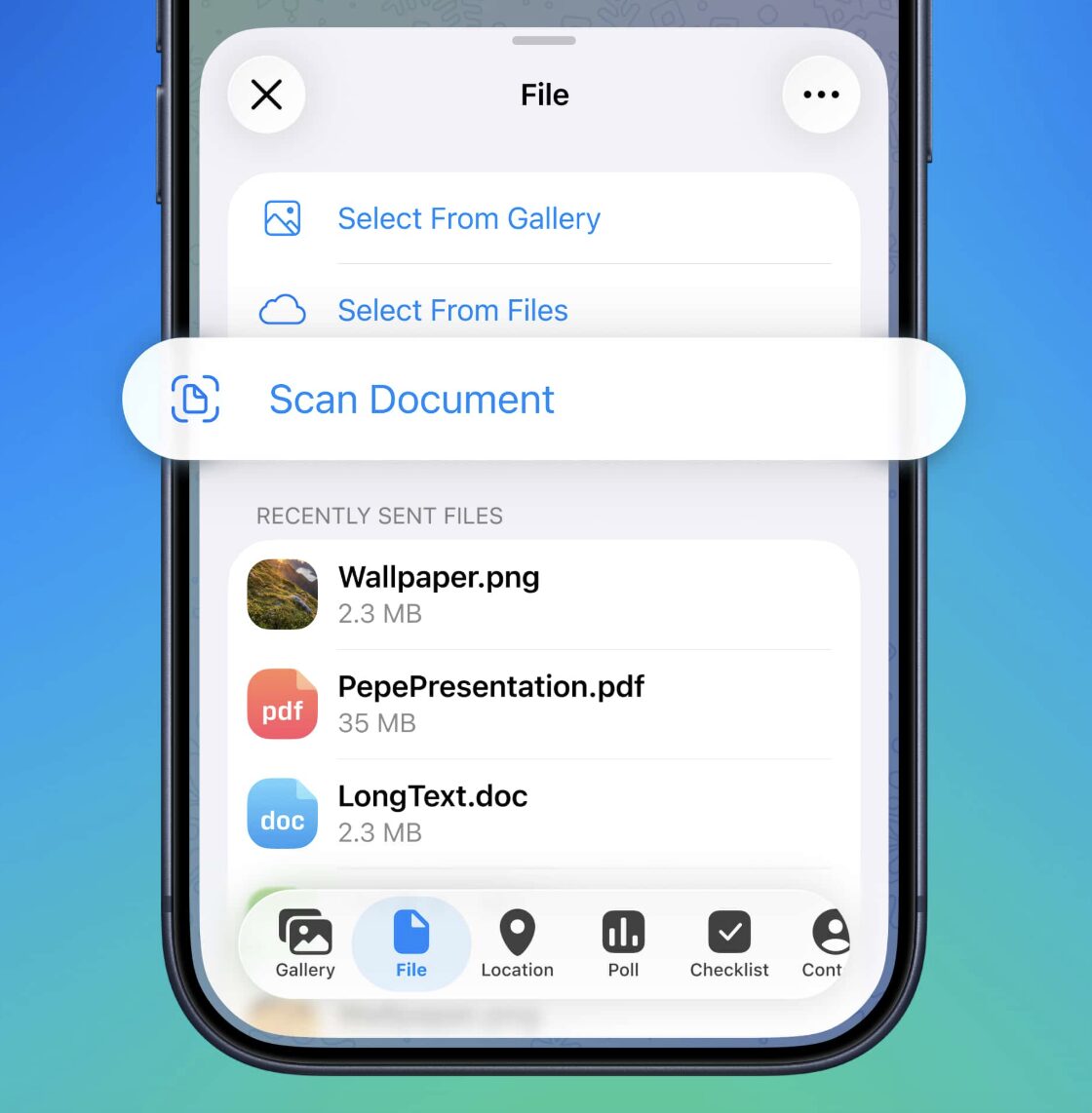 Сканер документов в Telegram на iPhone — как сканировать в PDF. Больше не нужны сторонние приложения для сканирования. Фото.