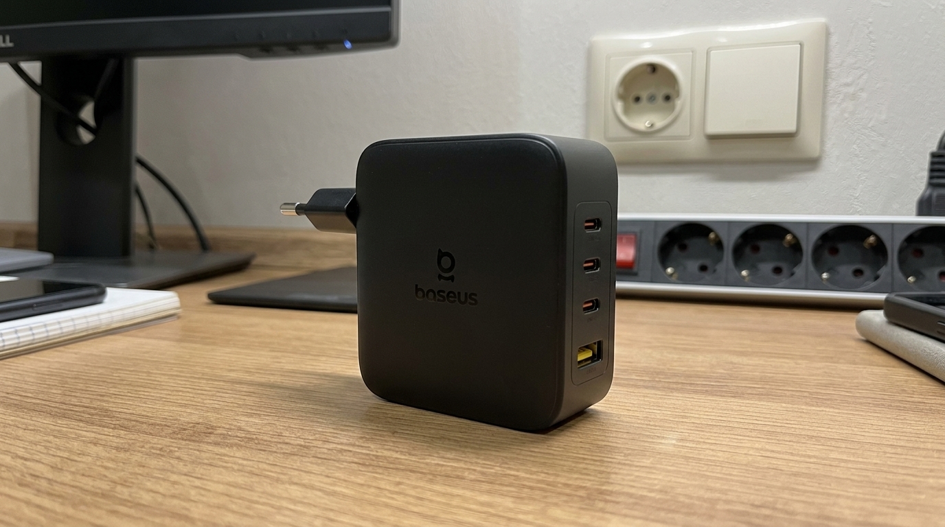 Baseus на 140 Вт — заряжаю ей даже MacBook. Четыре порта и мощность, которой хватит на целый рабочий стол.. Фото.