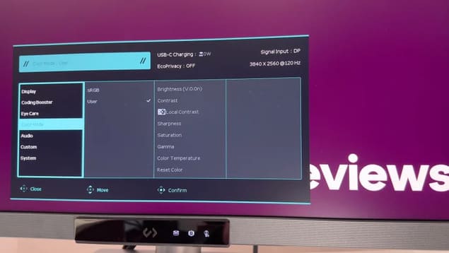 Интерфейс монитора BenQ RD280UG