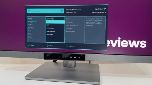 Крупный план меню настроек монитора BenQ RD280UG