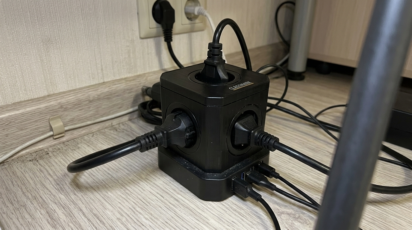 Сетевой фильтр с USB и Type-C — мой рабочий стол наконец-то выдохнул. Розетки плюс USB-порты в одном корпусе — минус два зарядника на столе.. Фото.