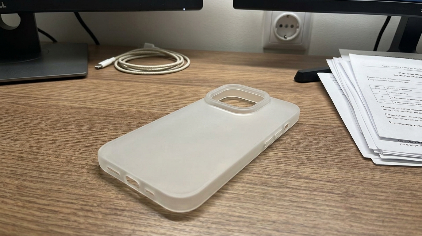 Полупрозрачный чехол для iPhone, который не желтеет. На iPhone 15 сидит идеально — дочь уже выпросила себе такой же. Фото.